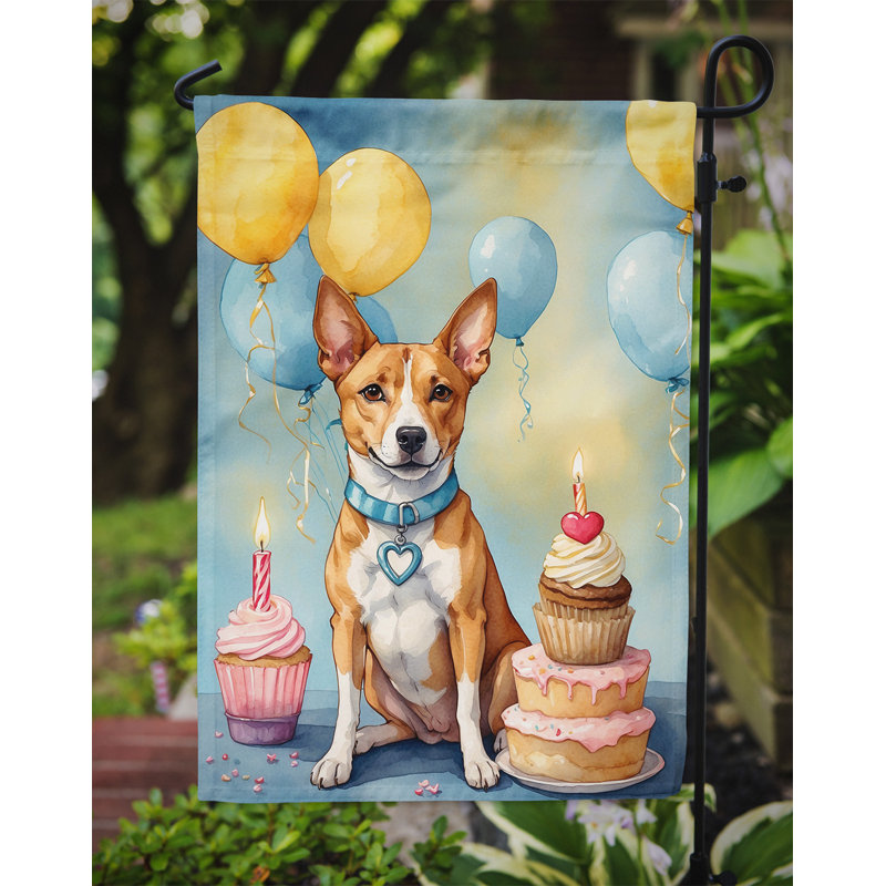 Drapeau de jardin «Happy Birthday», Basenji
