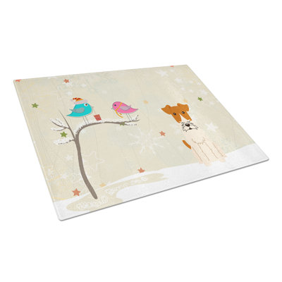 Caroline's Treasures Christmas Presents Glass Wire Fox Terrier Cutting Board