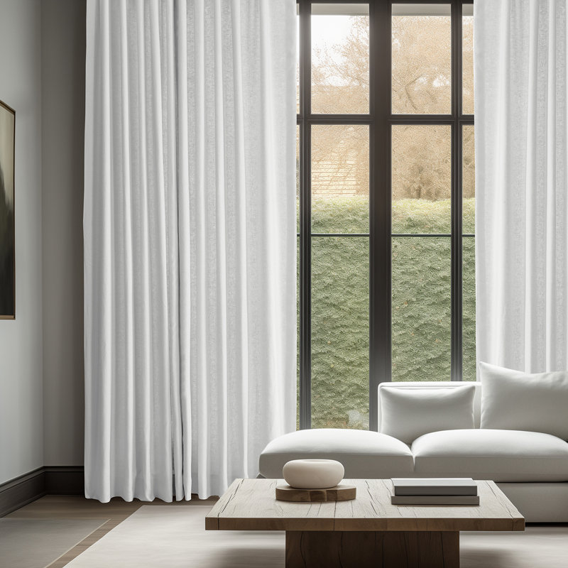 Briella French Linen Room Darkening Curtain, Crisp White, 50" W x 84" L