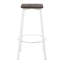 Tabouret de bar carré en métal blanc rétro et bambou grain de bois pressé espresso - ensemble de 2