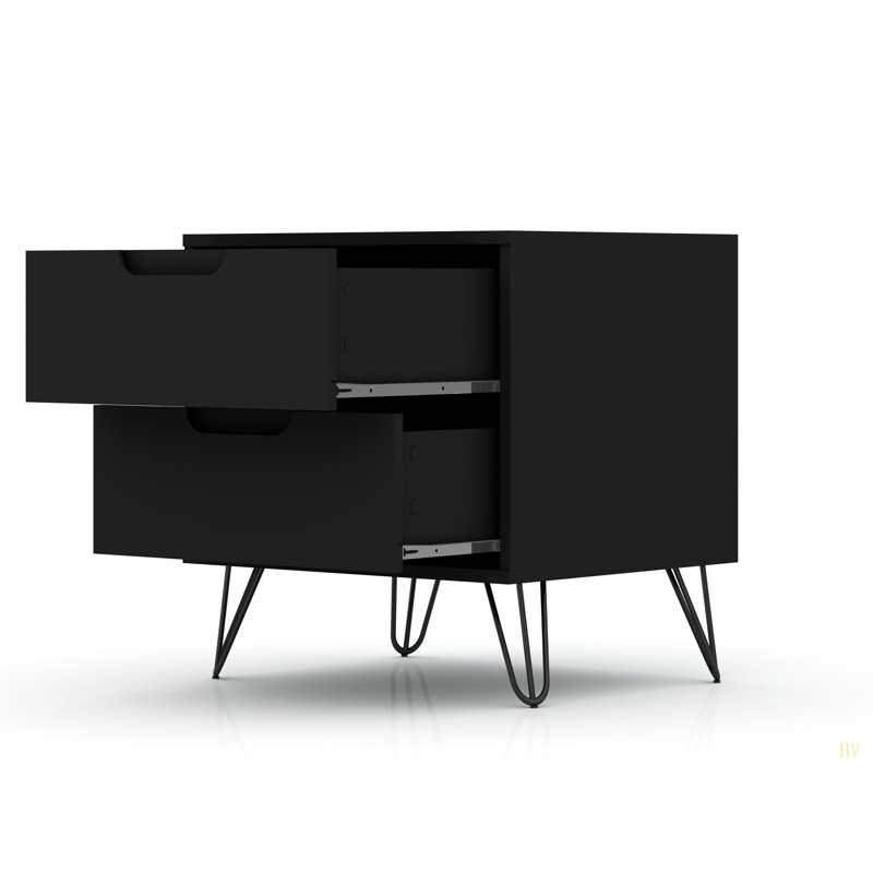 Rockefeller 20" Nightstand   (2-Drawer), Black