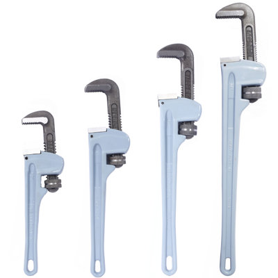 4PCS Aluminium Pipe Wrench Adjustable Jaw Plumbing Pipe Wrench (10" 14" 18" 24" Inch) Pipe Wrench Set