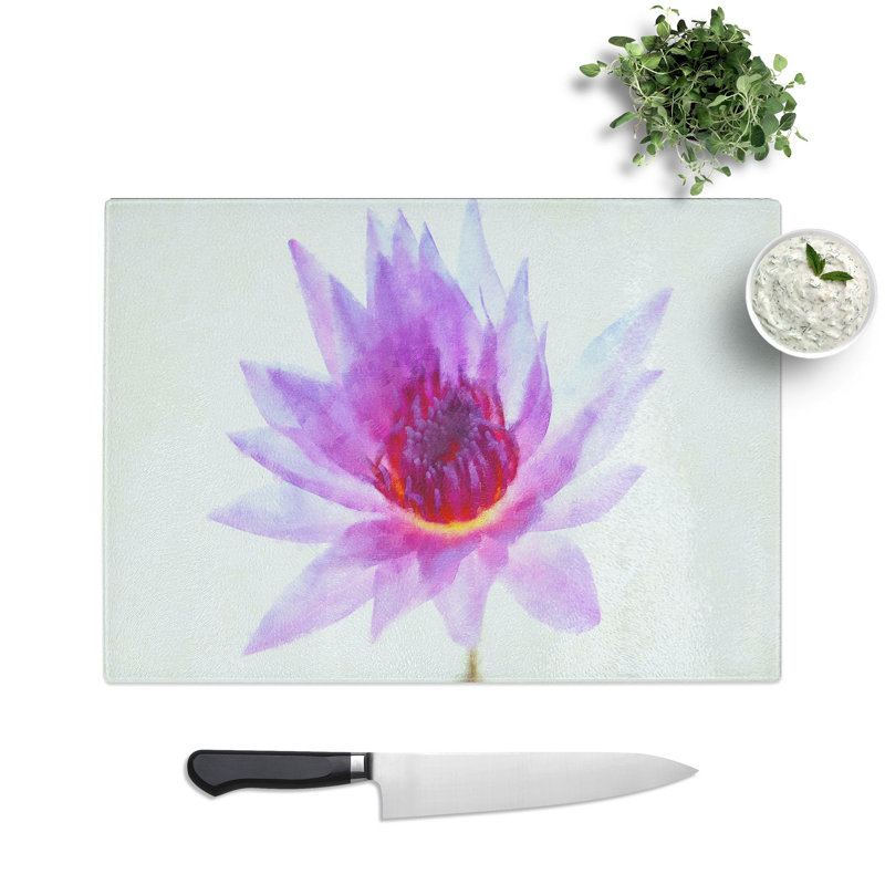 Tempered Glass Water Lily Painting Chopping Board, 20 cm x 28.5 cm