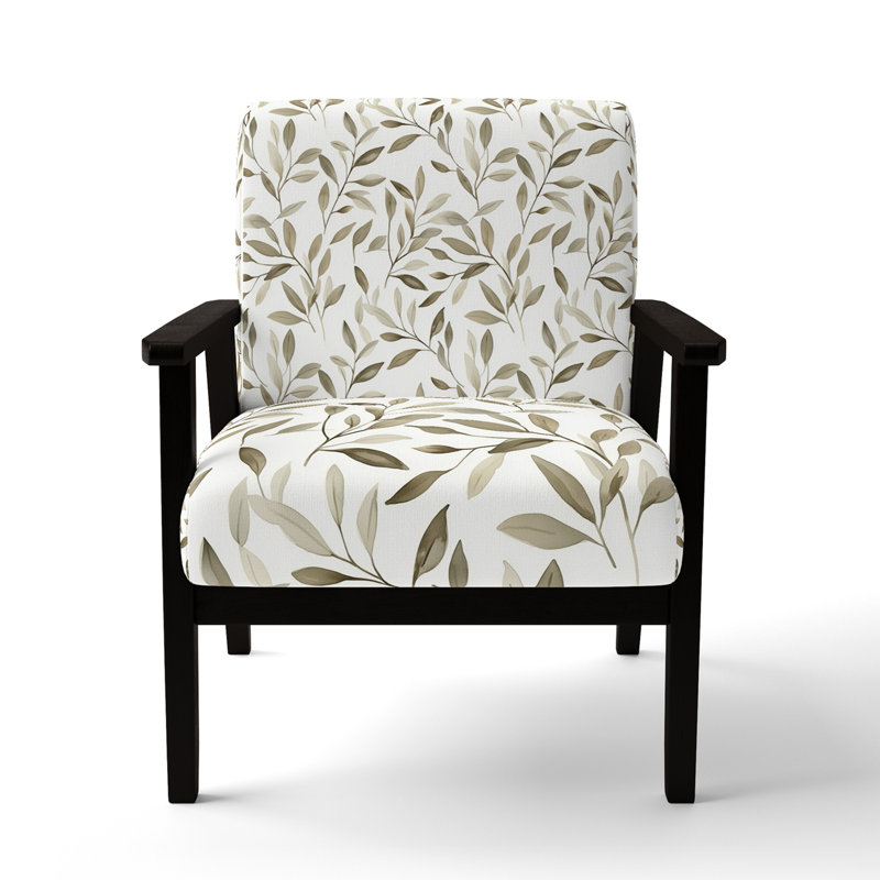 Chaise rembourrée Floral, Accoudoirs carrés noirs