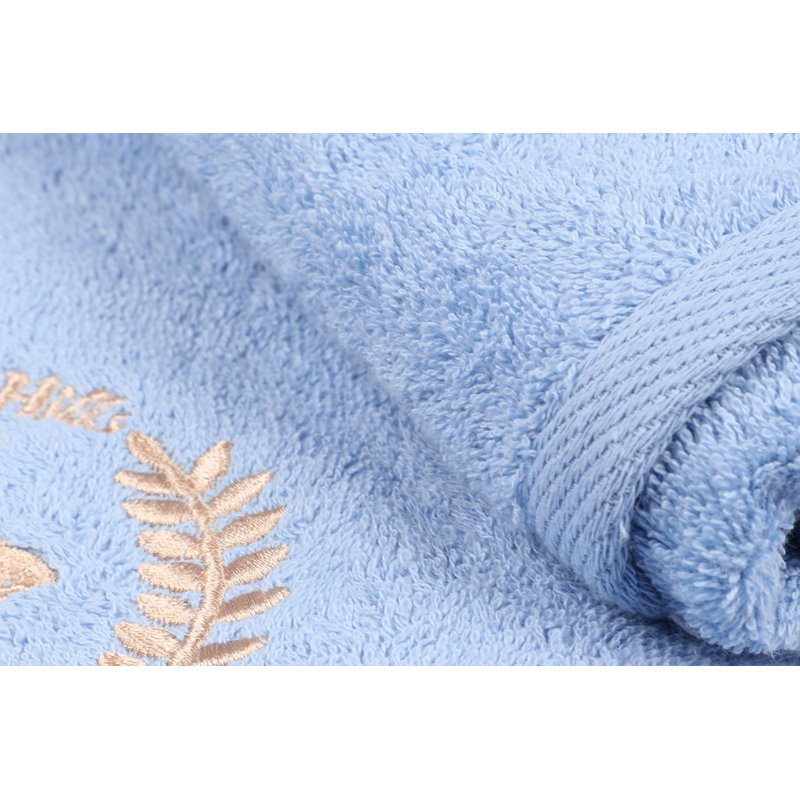 Ensemble de 2 serviettes de bain 100% coton, Bleu / beige