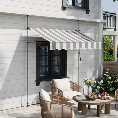 Living and Home 115 cm D Polyester Retractable Patio Awning