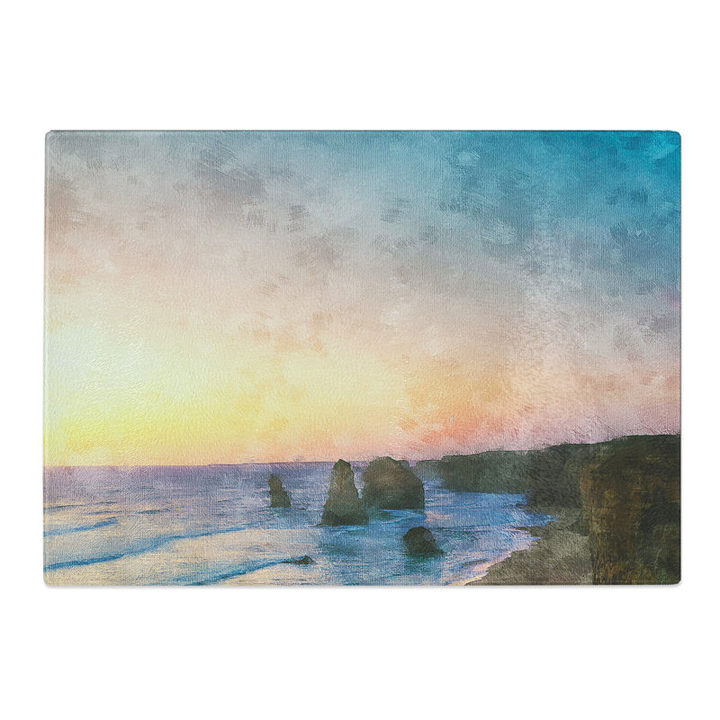 Tempered Glass Twelve Apostles in Victoria Australia Abstract Painting Chopping Board, 20 cm x 28.5 cm