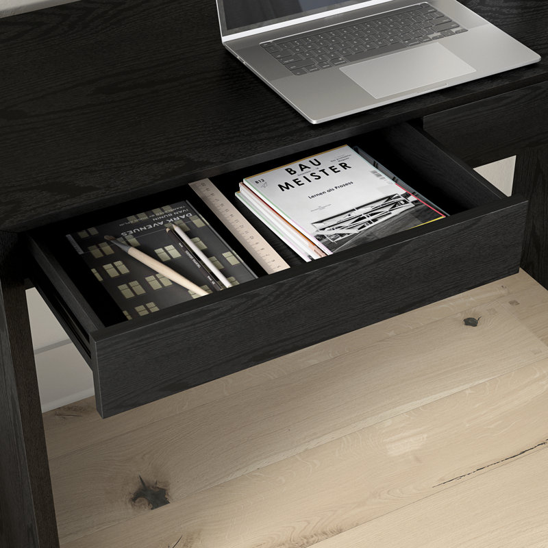 Harlan 48'' Wide Rectangular Desk, Black Grain