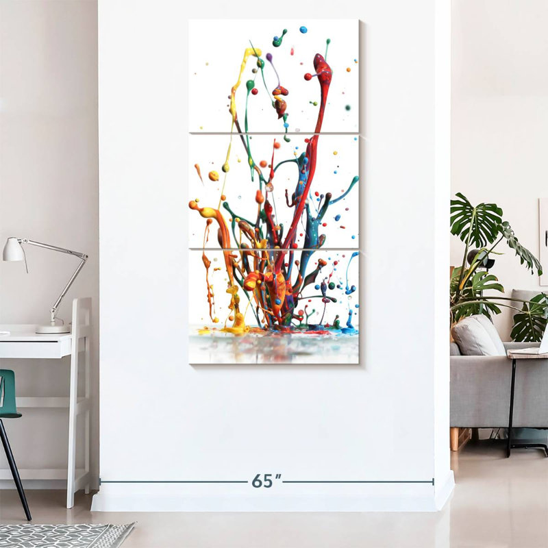 Rainbow Water Splash - Ensemble de 3 toiles tendues, H 80 po x l 39 po x P 1,25 po