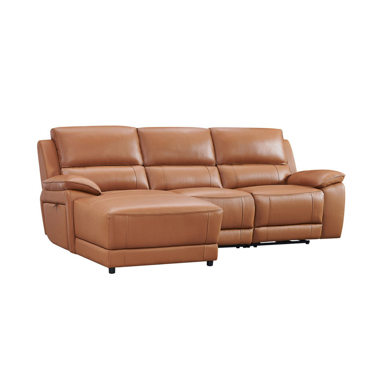 Carrabelle Leather Power Recliner Sectional, Left Hand Facing, Adobe Genuine Leather