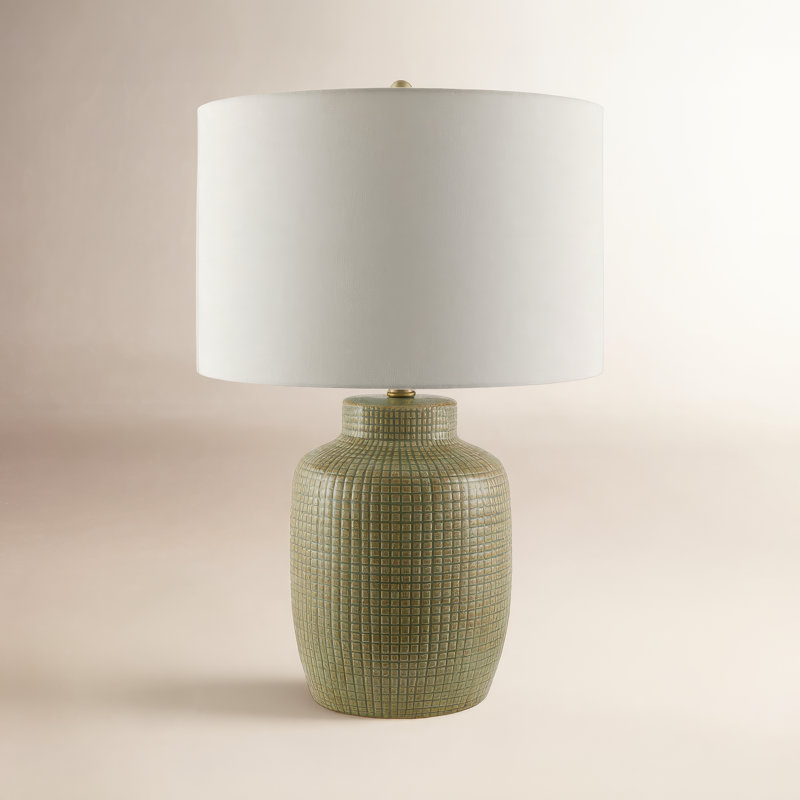 Kael Ceramic Table Lamp, Green, White