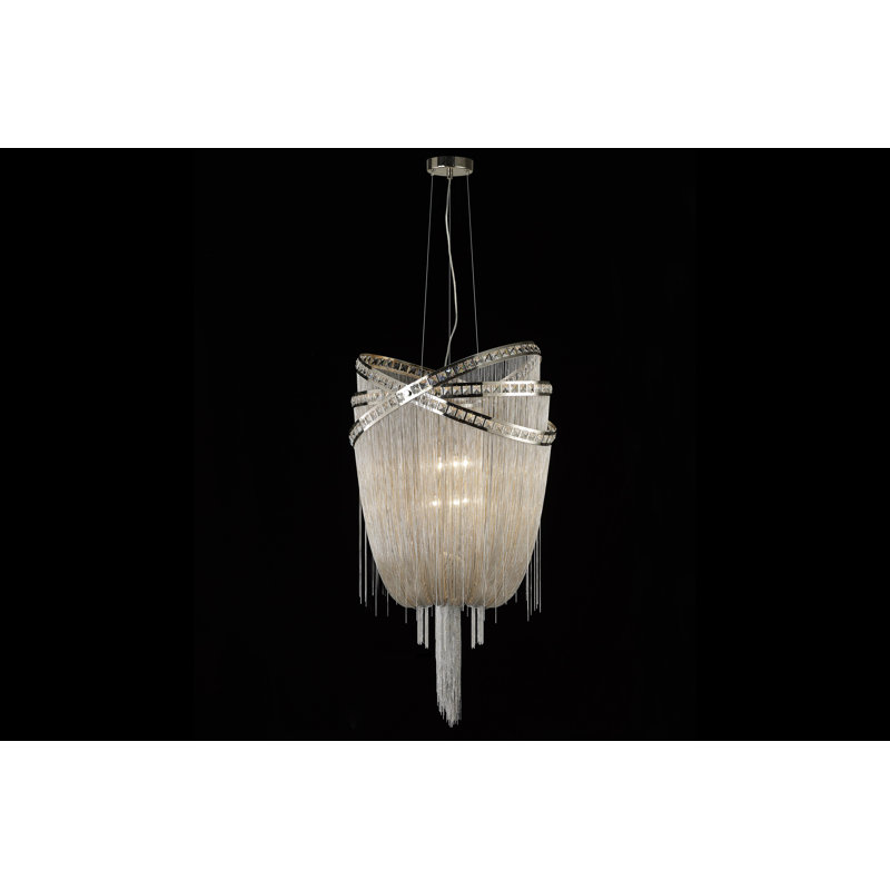 Lustre géométrique 6 lumières unique Jorge, Nickel