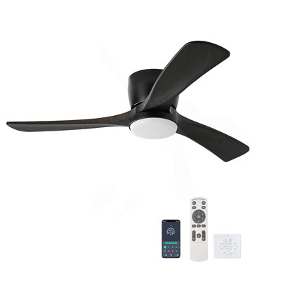 42" Solid Wood Ceiling Fan With Light-Flush Mount, Dc Motor