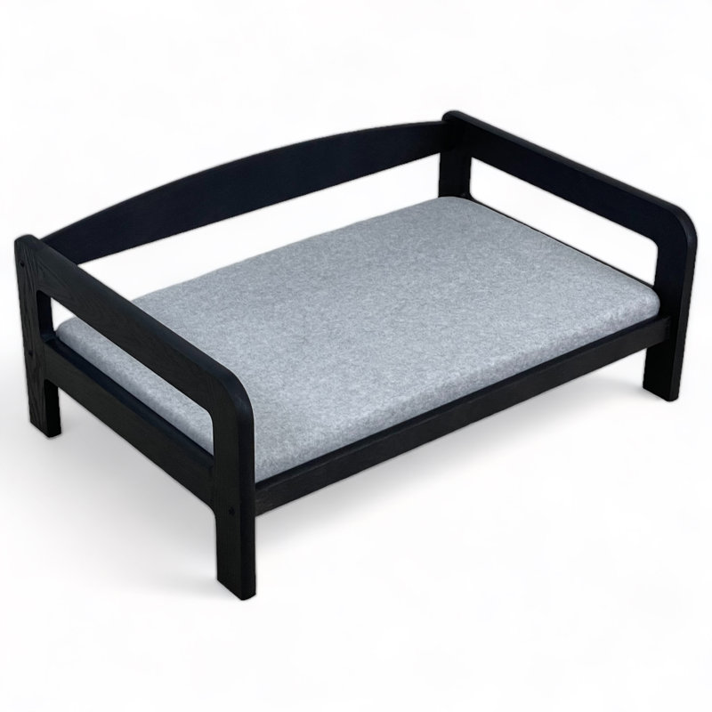 Lit pour chien surélevé Ayra, bois massif, matelas moka, finition noire, petit, Moyen (l 32 po x P 21 po x H 12 po)