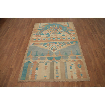 Vegetable Dye Wool Kilim Handwoven Rug 4x6