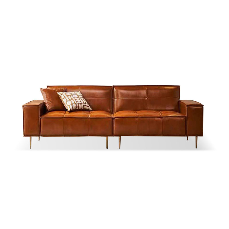 Causeuse-coussin modulaire en cuir véritable brun