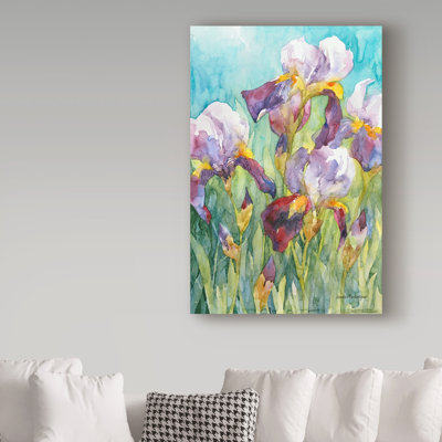 Mattox 'Iris Blue Skies' Watercolor Painting Print on Wrapped Canvas