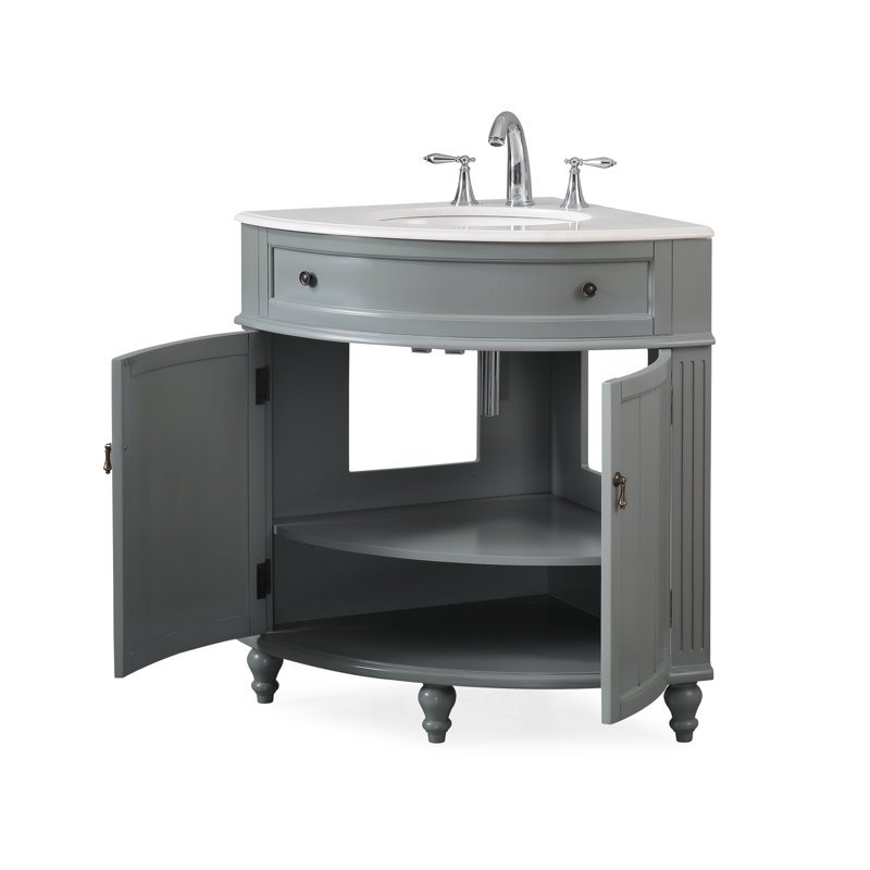 Wilhoite 24'' Single Bathroom Vanity with Top, Gray, White