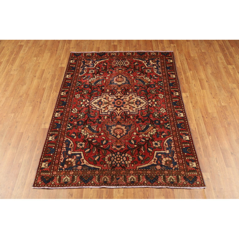 Tapis traditionnel floral en laine à médaillon 5 x 6