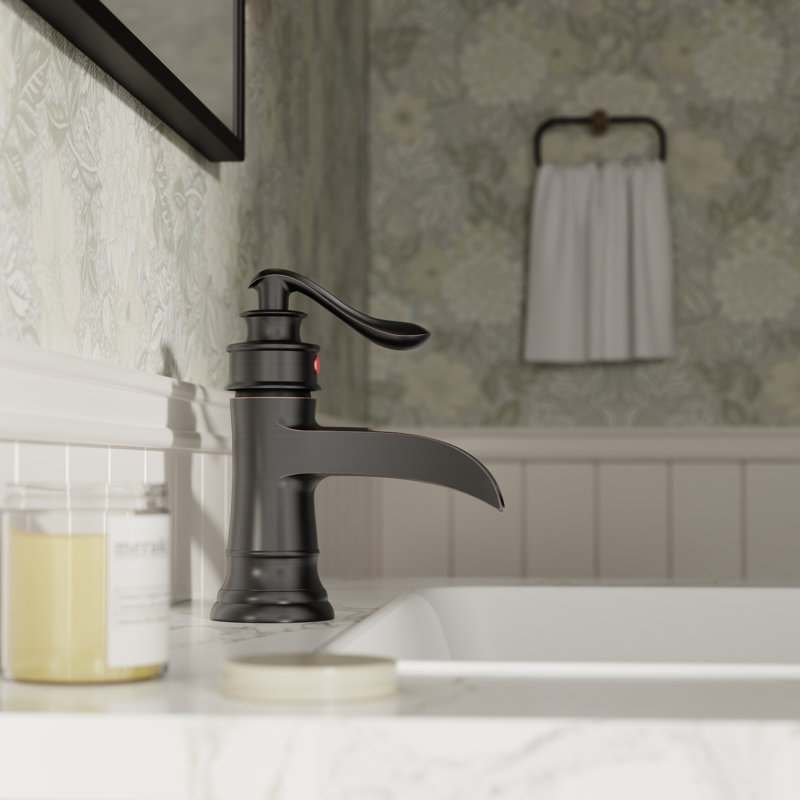Robinet de salle de bains monotrou avec ensemble de drainage, Bronze frotté à l'huile