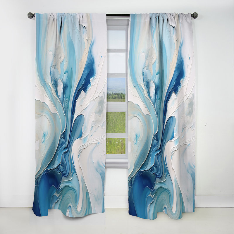 Blue And Grey Ethereal Elixir V - Abstract Curtain - Blackout Abstract Curtain - 1 Panels, L 52 po x L 63 po