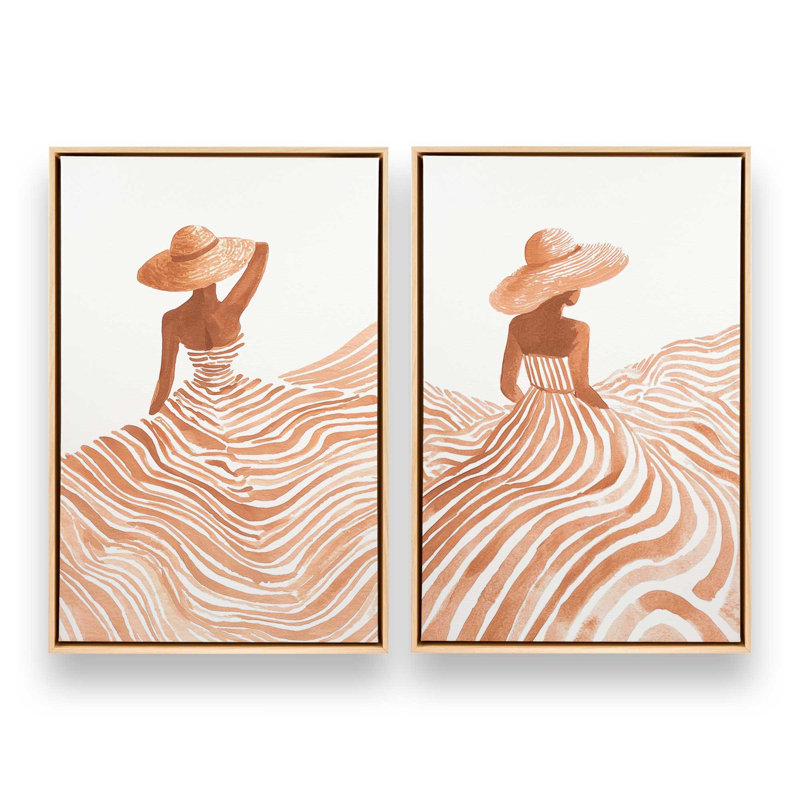Desert Muse, ensemble de 2 impressions, 18 po x 12 po, Cadre flottant en érable américain