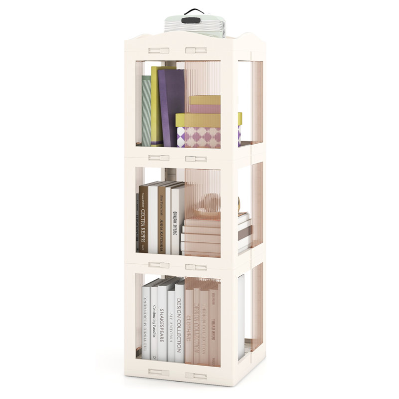 36cm W Plastic Book Cart Bookcase, (3 Shelves) 108cm. H x 36cm. W x 36cm. D