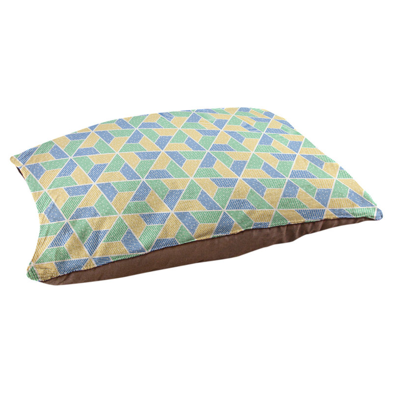 Coussin pour chien Byrge Trapezoids, Moyen (l 28 po x P 18 po x H 19,5 po), Vert / Jaune/bleu