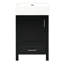 Meuble-lavabo moderne de 20,52 po avec lavabo en céramique, armoire en bois massif, poignées en alliage d'aluminium et rangement spacieux pour petite optimisation noir avec cadre, rangement organisé, patins en plastique