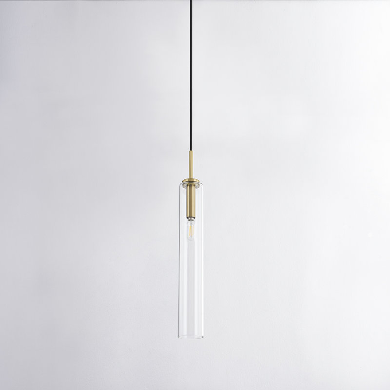Nyah Aged Brass and Clear Glass 1-Light Pendant