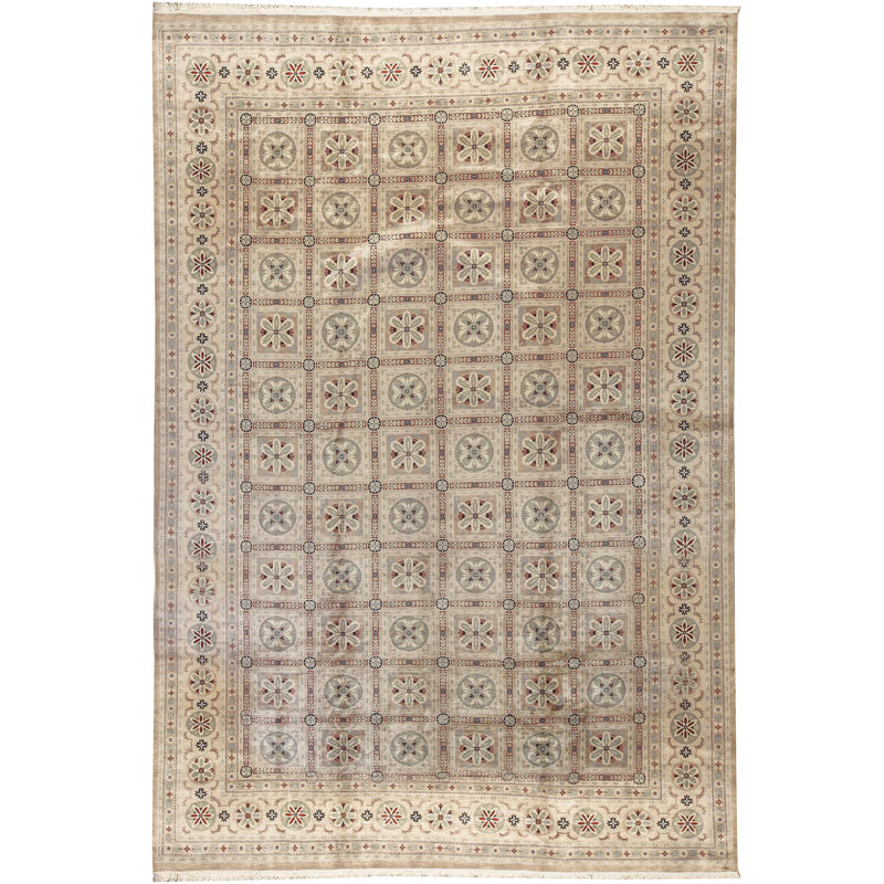Tapis beige noué à la main de haute qualité