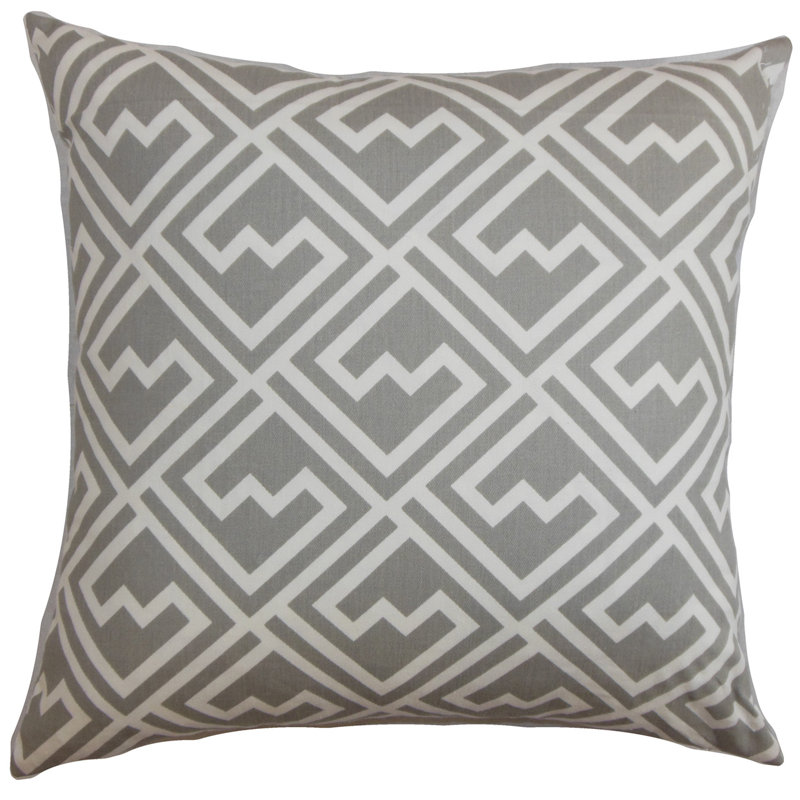 Geometric Cotton Reversible Throw Pillow, Storm, 24" x 24"