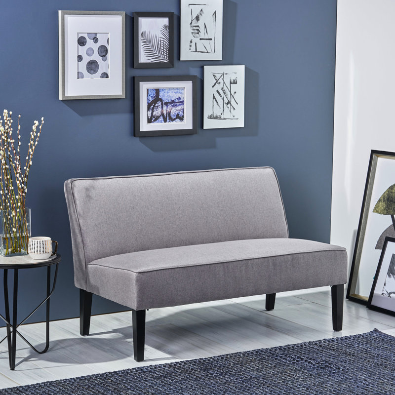 Tissu revêtu de tissu gris de 50 po, structure en bois massif, lin de haute qualité pour un design relaxant et contemporain, confortable pour votre maison, moderne pour améliorer l'esthétique
