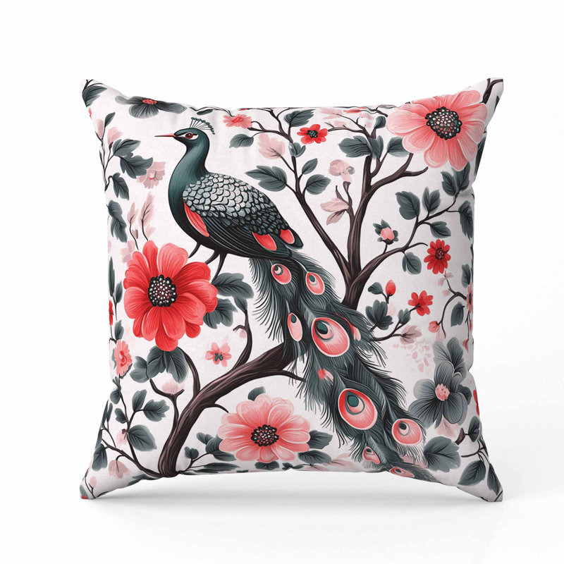 Coussin Vibrant Vista, Vert/rose, Carré 26 po