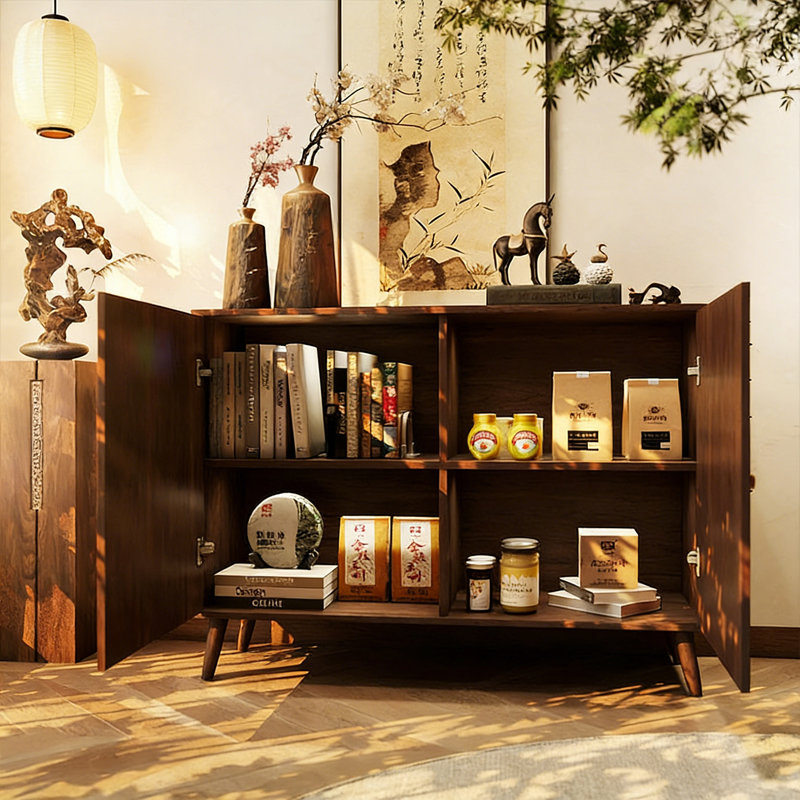 Armoire d'entrée en bois massif pour le salon