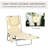 Folding Beach Lounge Chair With 5 Reclining Positions, Face Hole, Arm Slots And Pillow For Patio, Garden, Pool, Beige Outdoor Relaxing Slots, Storage Pocket Beach,