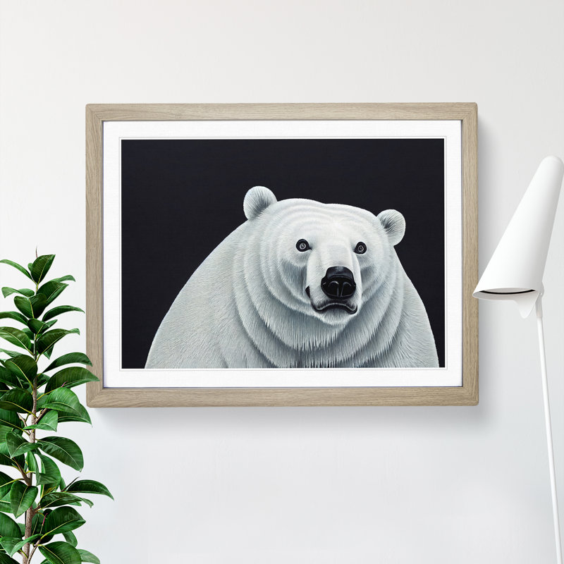 Inspirational Polar Bear 1 Piece Single Picture Frame Wall Art, 25cm H x 34cm W x 2cm D, Oak Framed