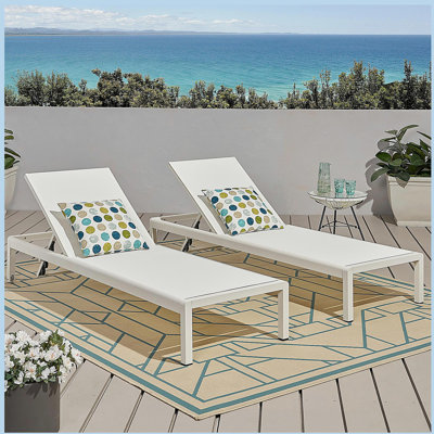 Chaise longue, ensemble de 2, pour l'extérieur