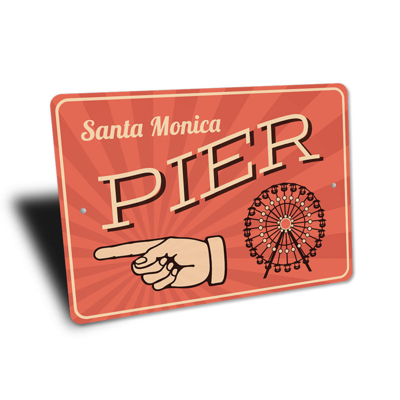 Enseigne de Santa Monica Pier, H 10 po x l 14 po x P 0,04 po