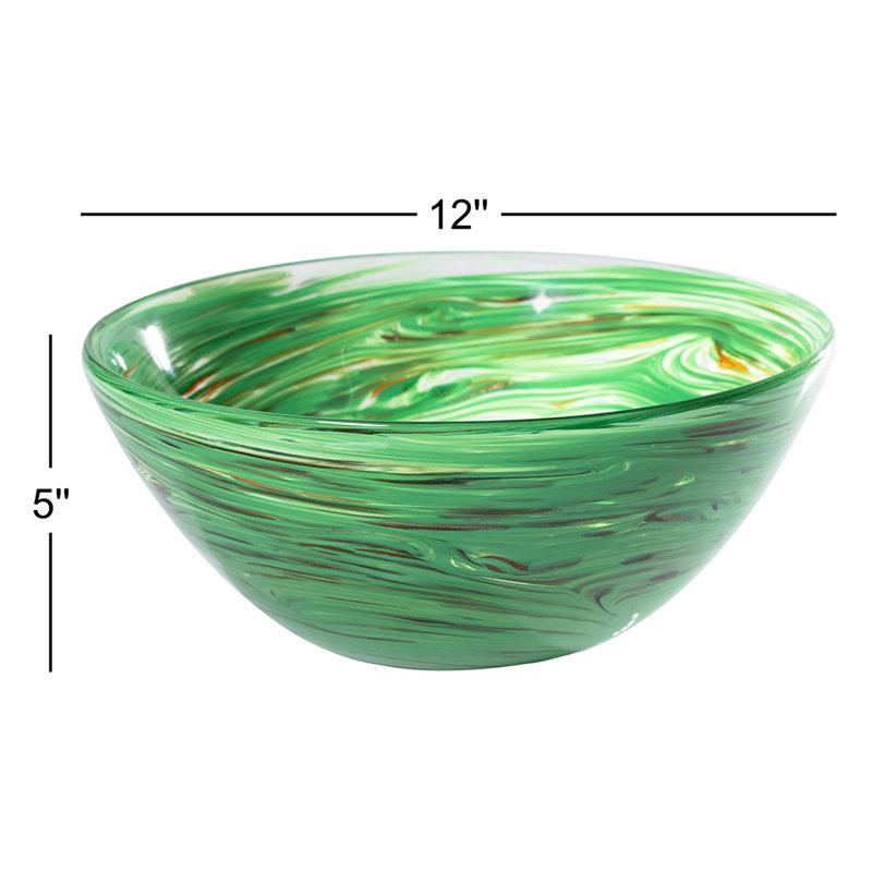 Bol de service en verre Delphine, 12", Multicolore-vert