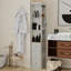 Armoire de rangement mince de 73 po de hauteur, armoire de rangement multimédia à 3 niveaux avec 3 tiroirs et 2 crochets, étagères de rangement pour bibliothèque, CD, DVD, armoire de rangement console de jeu - blanc antique