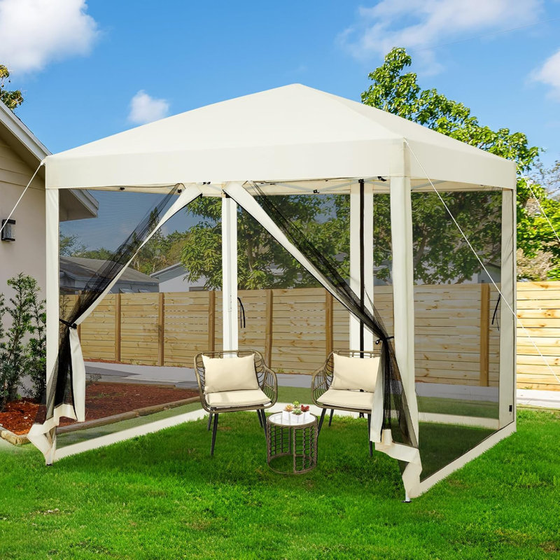 244×244cm Pop-Up Gazebo Screen Tent with 4-Sided Mosquito Netting, Side Mesh Screens, Waterproof & UV-Resistant Sun Shelter, Carry Bag, for Patio, Backyard, Lawn