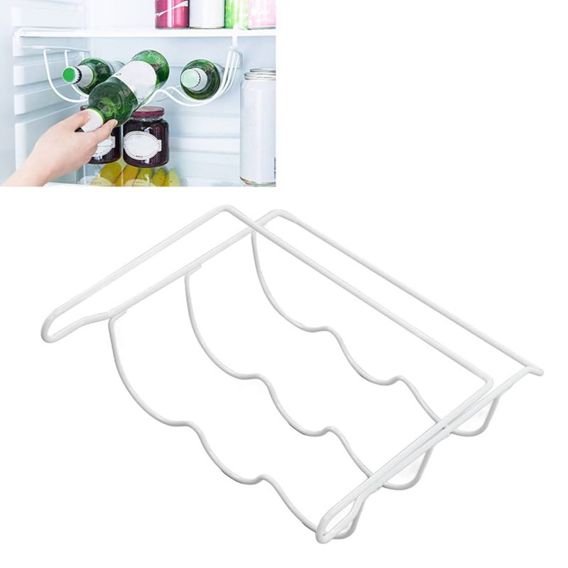 White Metal Under Shelf Wine Bottle Rack, Hanging Refrigerator Wine Storage Holder for 3 Bottles