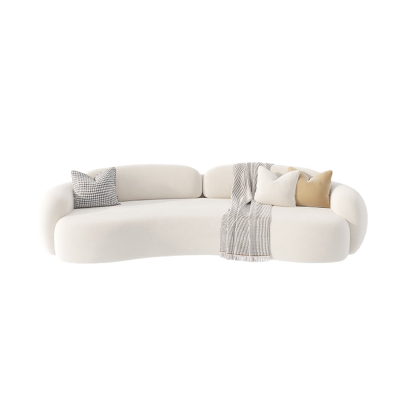Simple And Creative Sofa Upholstered Sofa, 3, Off-White, 27.5"H x 94.5"W x 35.4"D 