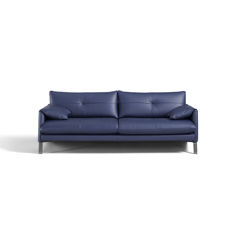 Cullman Upholstered 86'' Sofa, Blue Prussia Genuine Leather