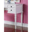Ensemble de meuble-lavabo contemporain avec miroir pliable, tabouret rembourré et tiroirs de rangement - Finition blanche