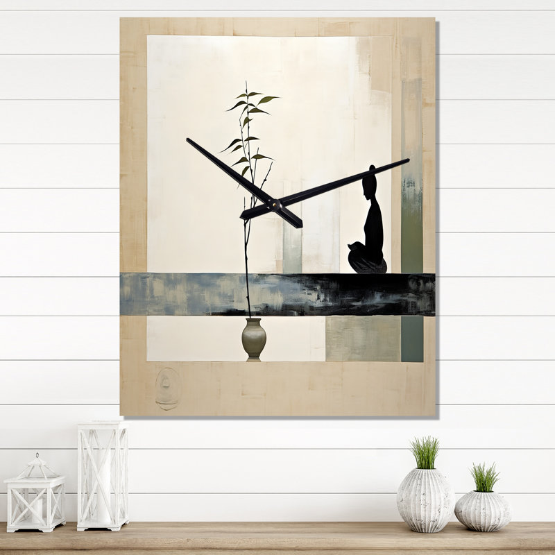 Asian Art Modern Zen I - Horloge murale asiatique, H 28 po x l 12 po x P 1 po