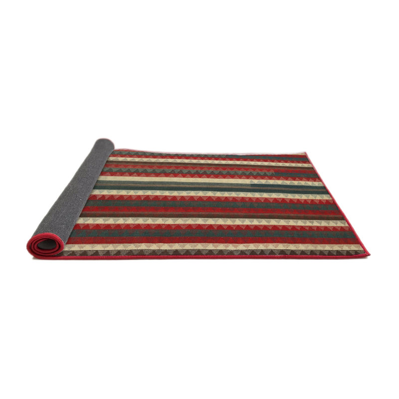Tapis rouge/vert/brun zone contemporaine, Rond 7 pi