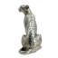 Figurine léopard Wendy assise, pierre thermolaquée, argent métallique 9 pouces
