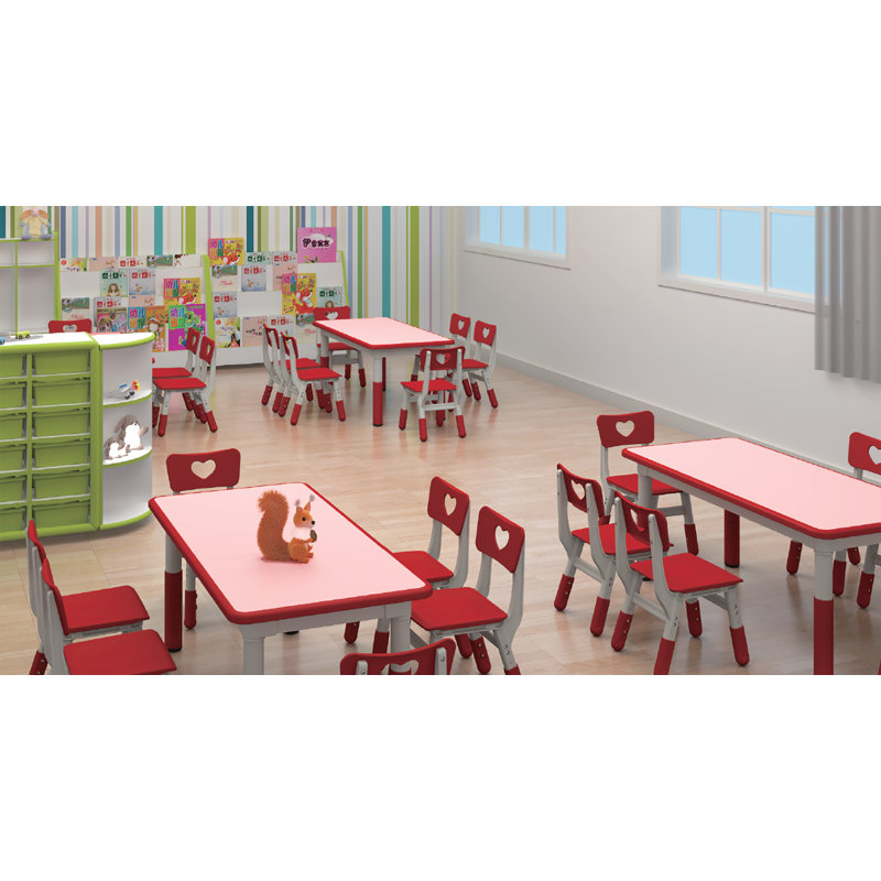 Table d'activité rectangulaire à hauteur ajustable, Rouge